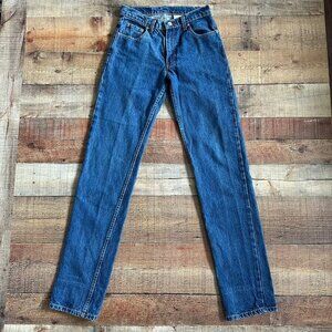 Jordache Women's Vintage Straight Leg Denim Jeans in Medium Wash Blue -3/4